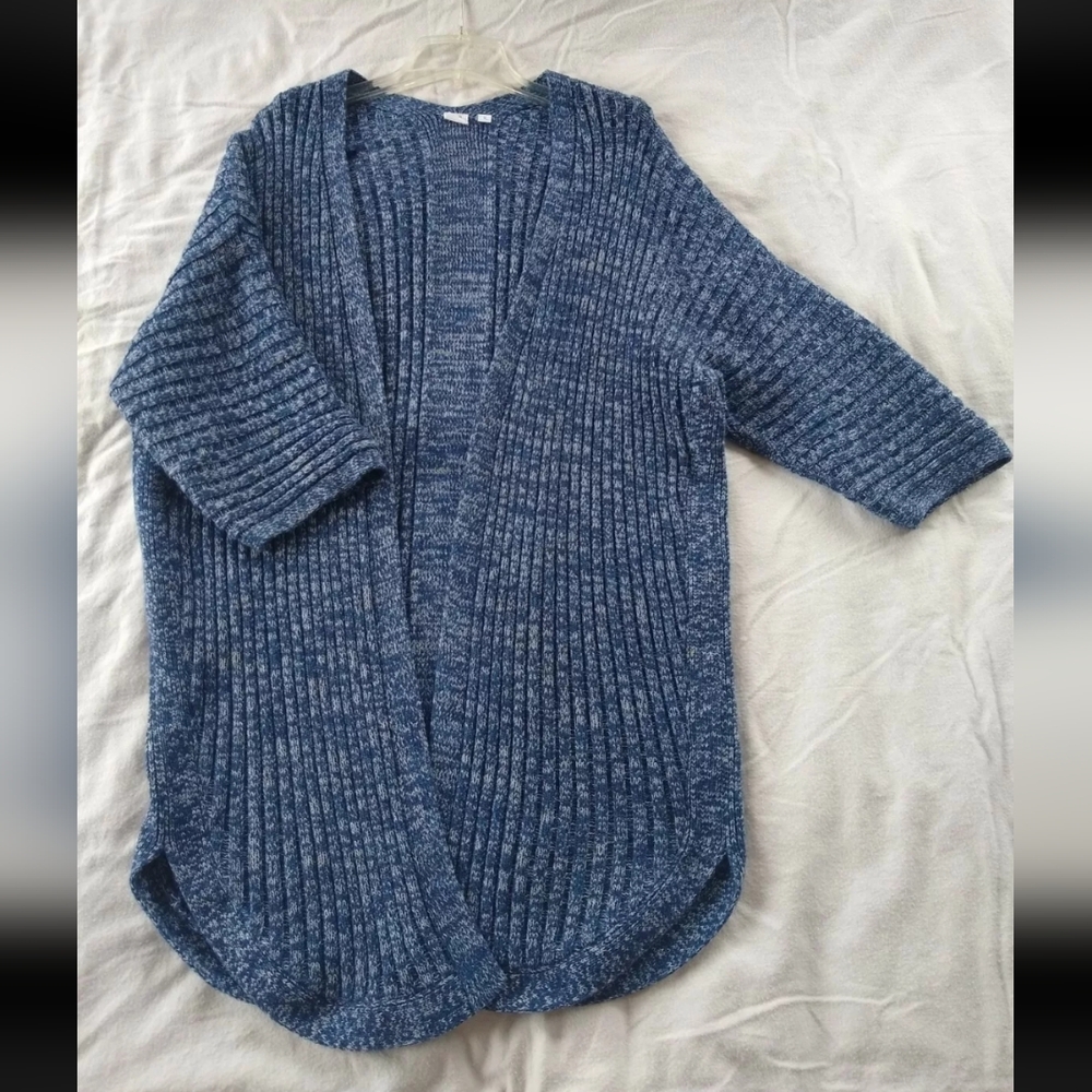 GAP for Good Knit Cardigan Long Duster Blue Space Dye Medium